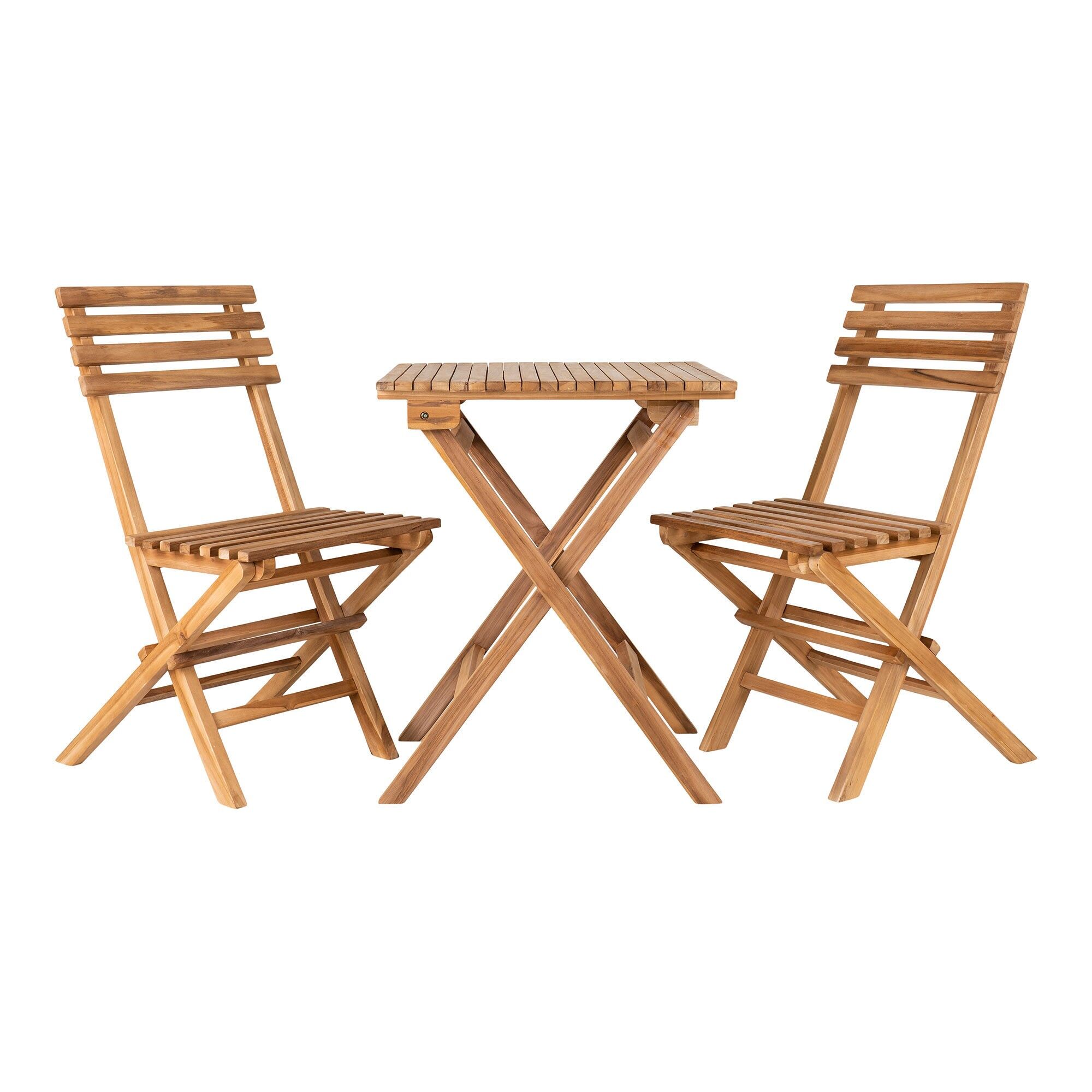 Cuenca Café Set, 2 chairs and 1 table , teak, nature