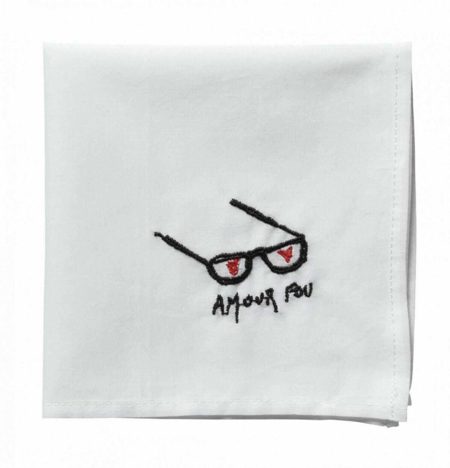 White Love Hankie Handkerchief 25 x 25