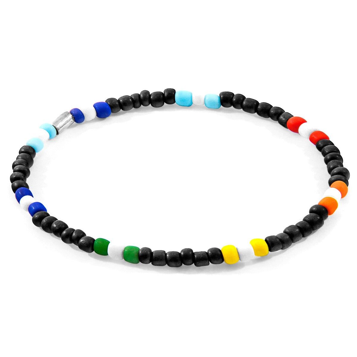 Bracciale Oscar SKINNY in argento e vetro multicolore nero