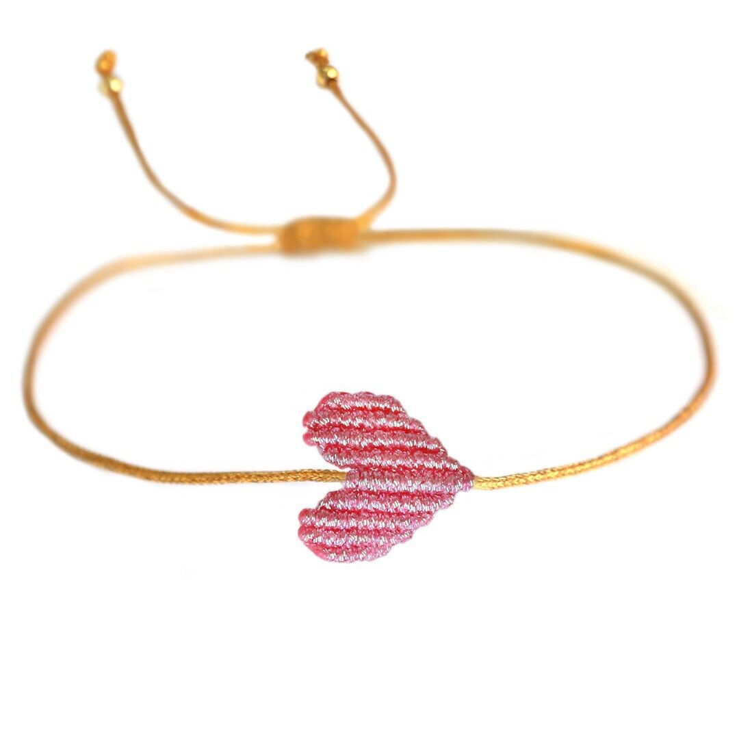 Bracelet coeur métallisé rose