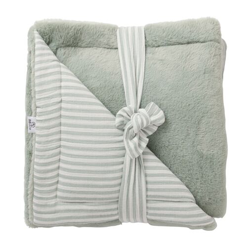 Couverture Luxe fausse fourrure angora  gaze rayé - Vert de gris