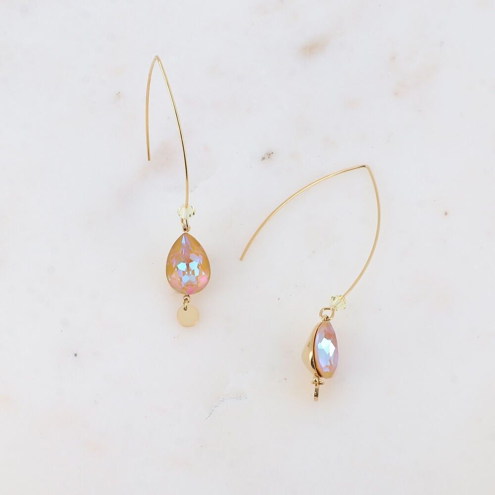 Orecchini pendenti - gancio lungo decorato con cristalli Swarovski® a goccia da 10x14 mm e un top