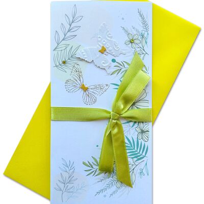 Handmade double folded card with envelope 10 x 20cm