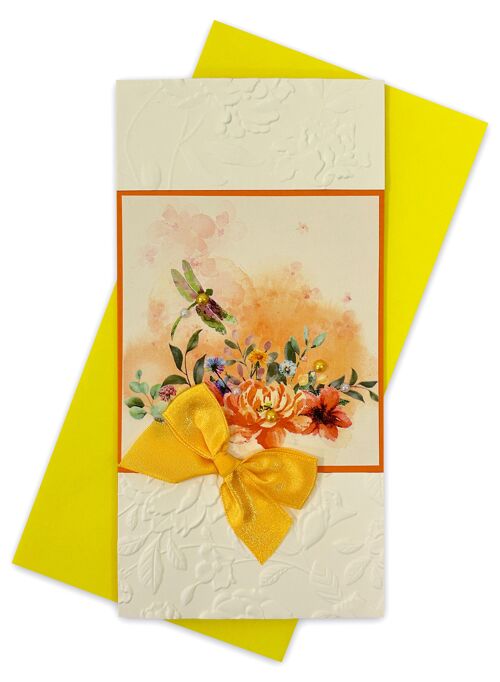 Handmade double folded card with envelope 10 x 20cm