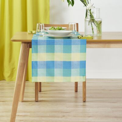 Chemin de table bleu bain 100 % coton