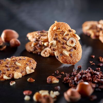 Avellanas crujientes y granos de cacao 100g