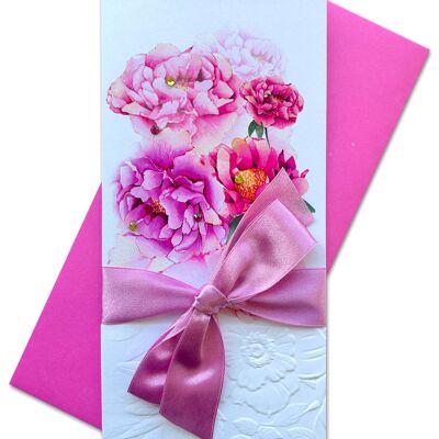 Carte pliée double faite à la main avec enveloppe 10 x 20 cm