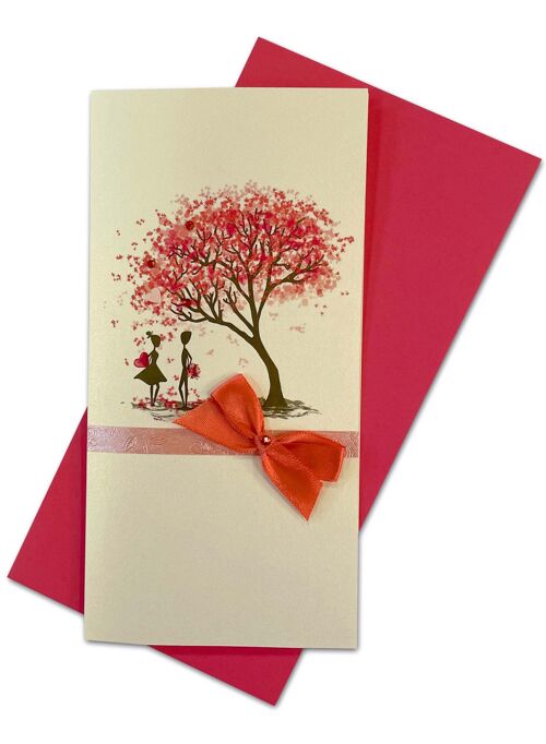 Handmade double folded card with envelope 10 x 20cm