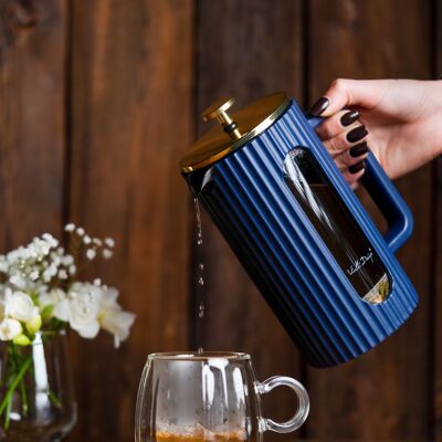 Cafetière et théière 1000 ml LIVIO indigo gold 1050