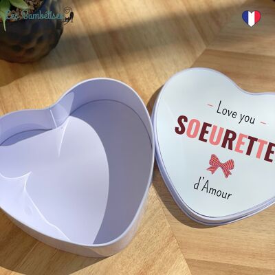 Boite en Métal Coeur Sœurette Nœud