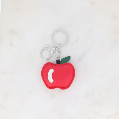 Handmade faux leather apple keychain