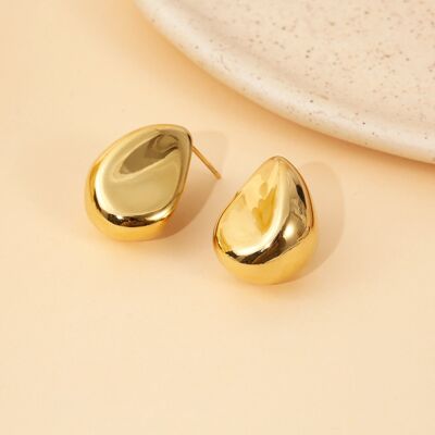 Sculptural Drop Gold Stud Earrings