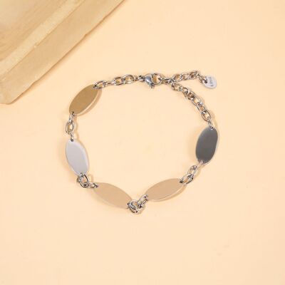 Bracciale a catena in argento con piastre ovali lisce da incidere