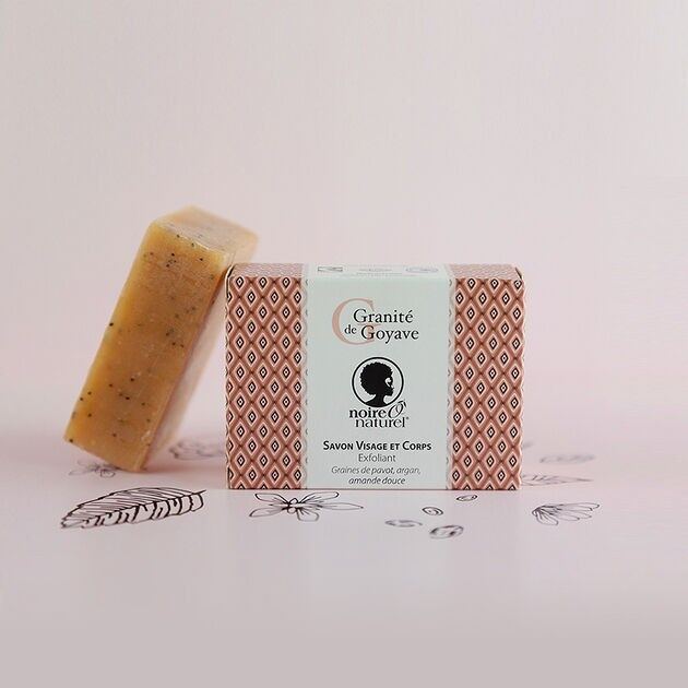 Bio-Peeling-Seife im Kaltverfahren, überfettet, Guave Granit – Schwarz Ô naturel