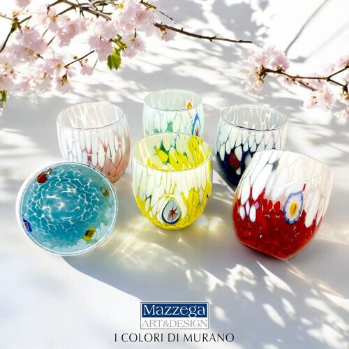 6 Bicchieri da Acqua in Vetro “I Colori di Murano” BICOLOR 320ml