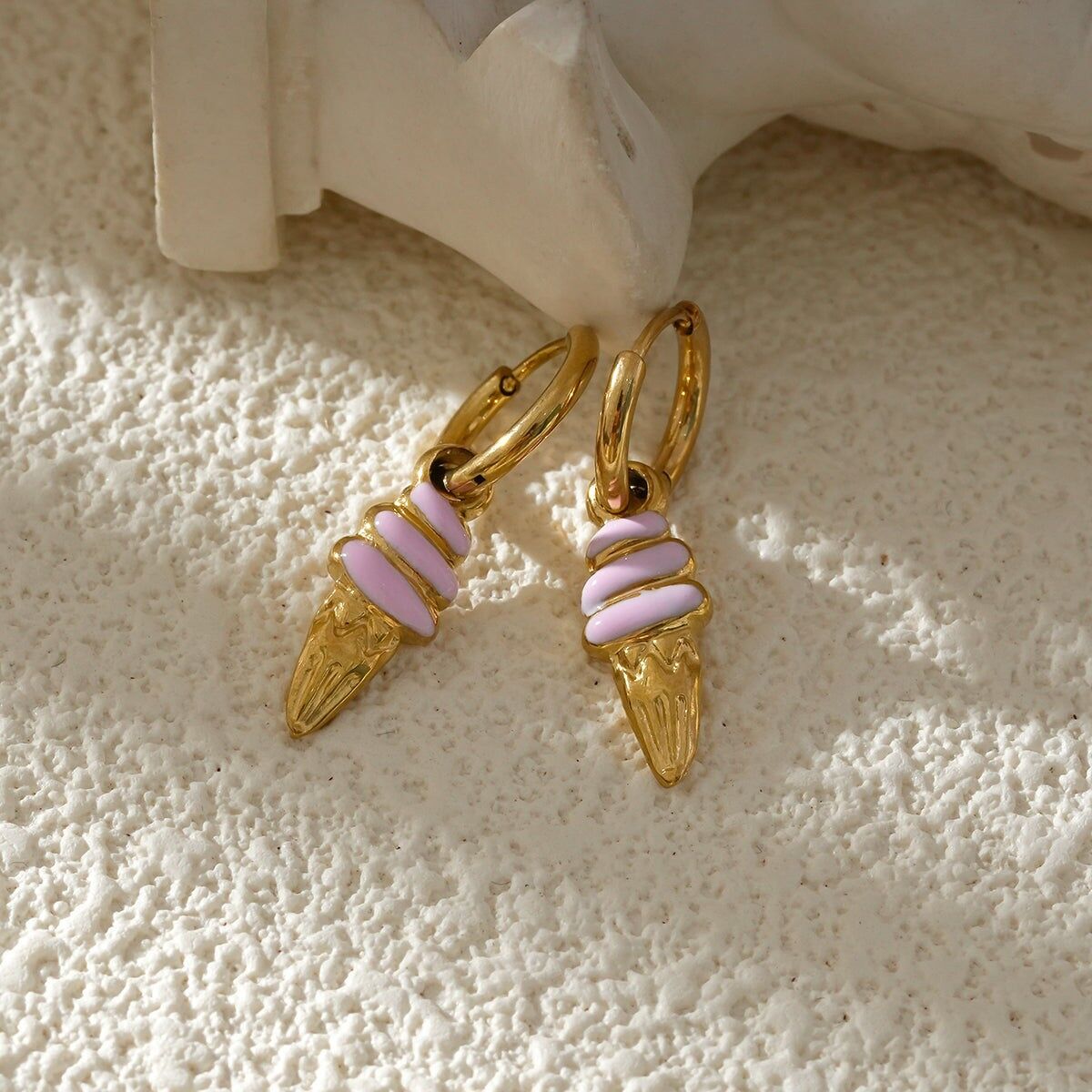 Eiscreme-Liebhaber-Gold-Creolen