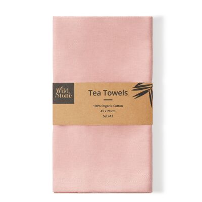 Organic Cotton Tea Towel | Herringbone Weave (Rose)