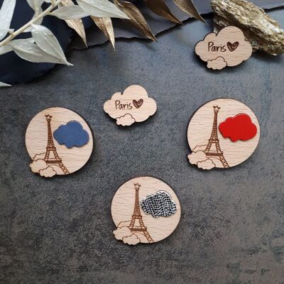 BROCHE PARIS SOUS LES NUAGES Rouge