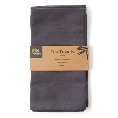 Organic Cotton Tea Towel | Herringbone Weave (Slate Grey)