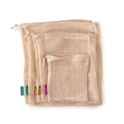 Organic Cotton Reusable Mesh Produce Bags - 5 Pack