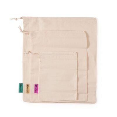 Organic Cotton Reusable Produce Bags - 3 Pack