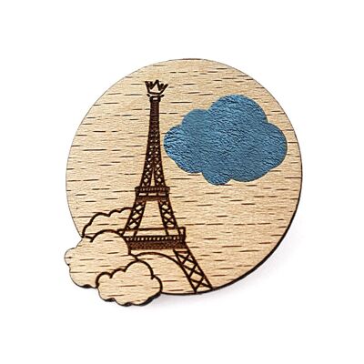 BROCHE PARIS SOUS LES NUAGES Bleu pétrole