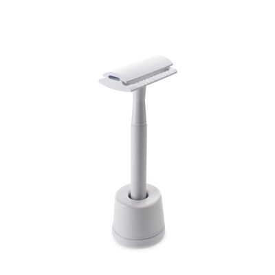 Reusable Safety Razor & Razor Stand Bundle (White)