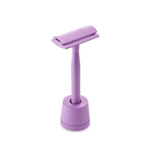 Reusable Safety Razor & Razor Stand Bundle (Purple)