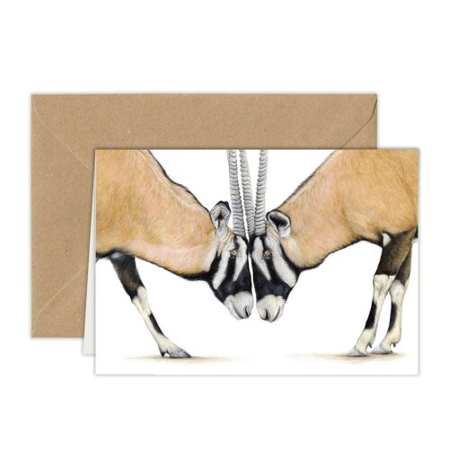 Gemsbok Wenskaart, Verjaardagskaart met Dieren, Afrikaanse Dieren, Succes Kaart