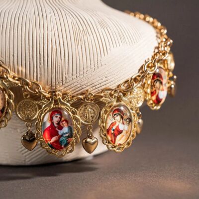 Collier catholique avec médailles de la Vierge Marie