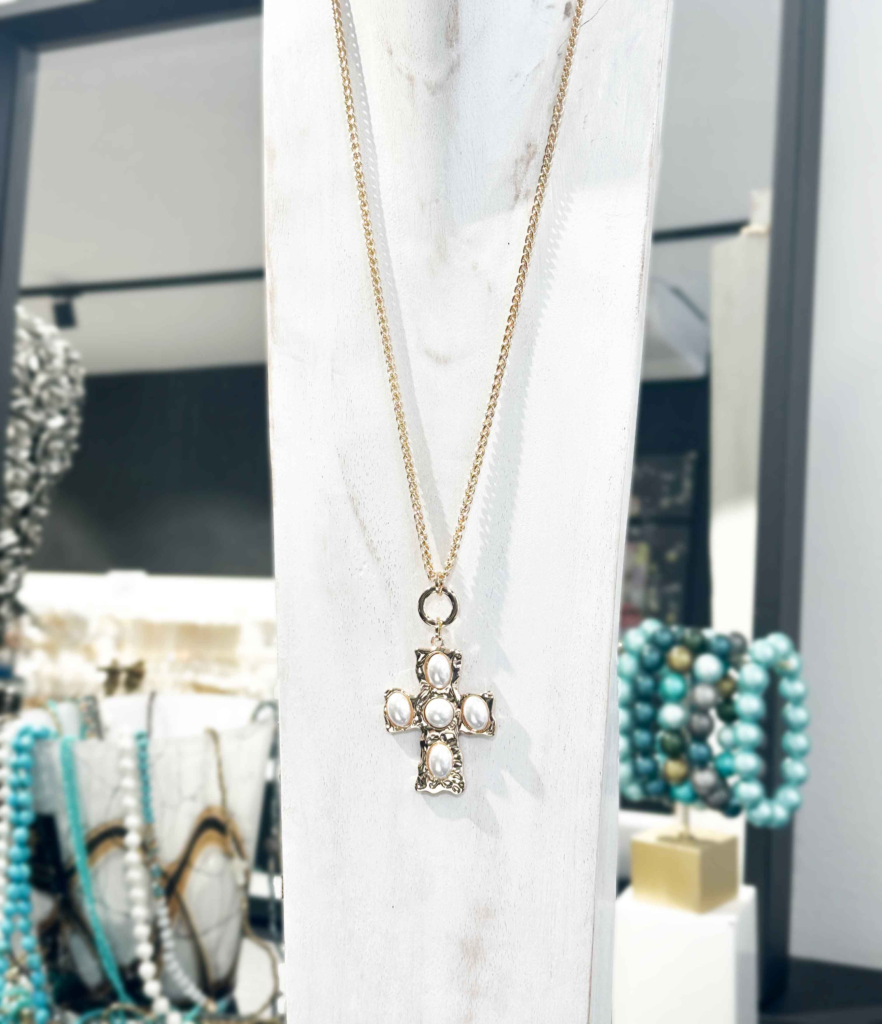 Sautoir pendentif croix - Laiton