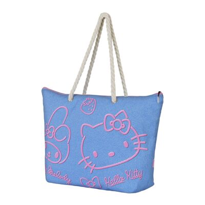 Sanrio Hello Kitty Denim-Bolsa de Playa Soleil, Azul