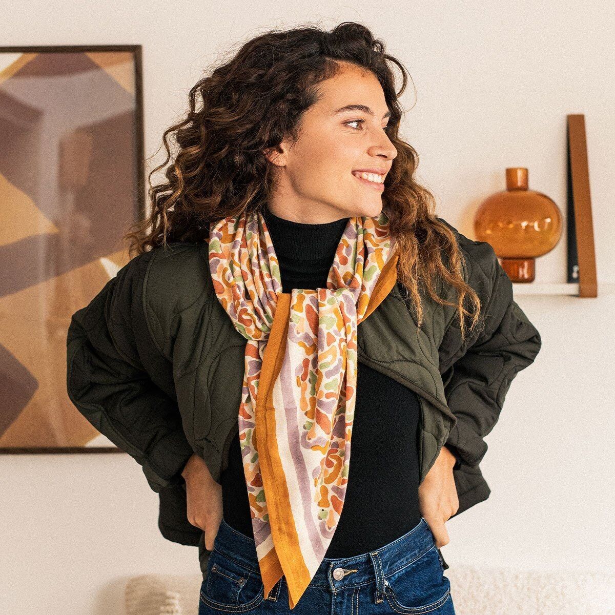 Sciarpa forme color ocra AW23 - taglia grande