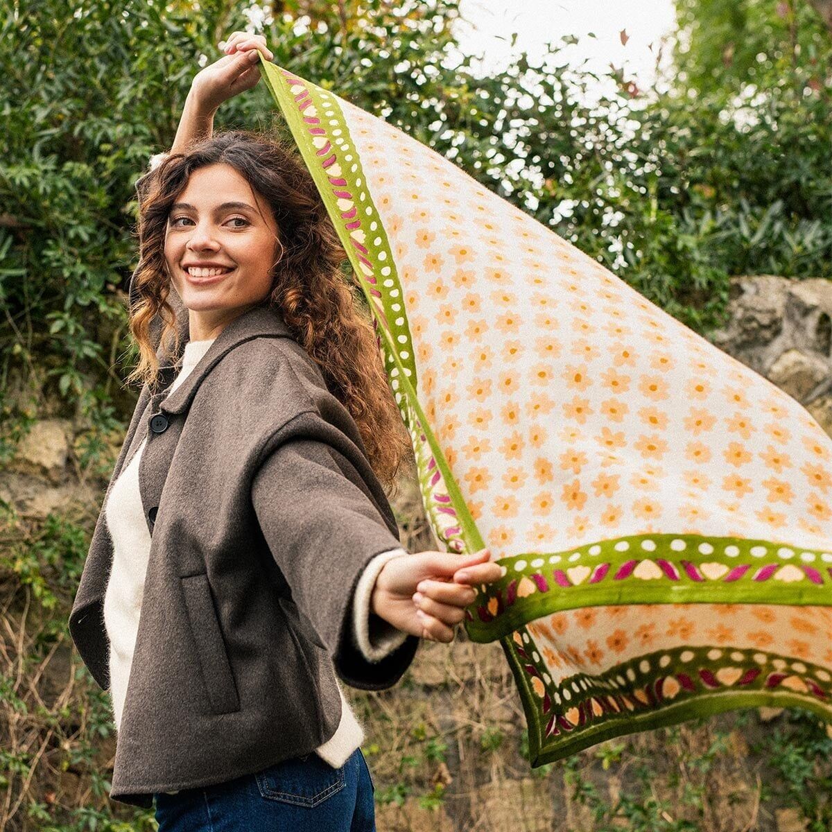 Sciarpa color ibisco cachi AW23 - Grande