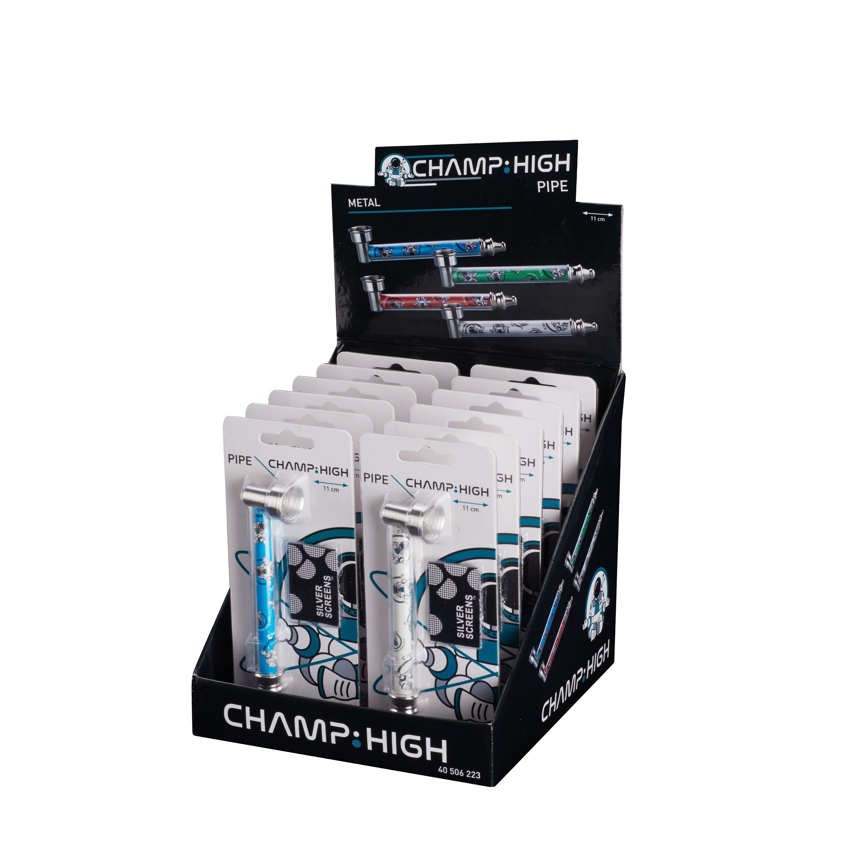 Tubi metallici con motivo cosmonauta 11cm