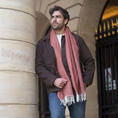 Écharpe à chevrons en laine mérinos - Beige