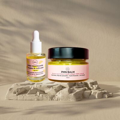 Duo per la cura delle unghie e della pelle - Olio nutriente per unghie e cuticole agli agrumi (10 ml) + balsamo PMN (100 ml)