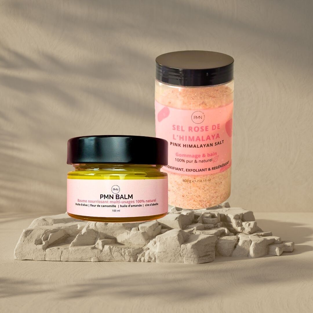 Duo per la cura della pelle - Balsamo PMN (100 ml) e sale rosa dell'Himalaya (400 ml)