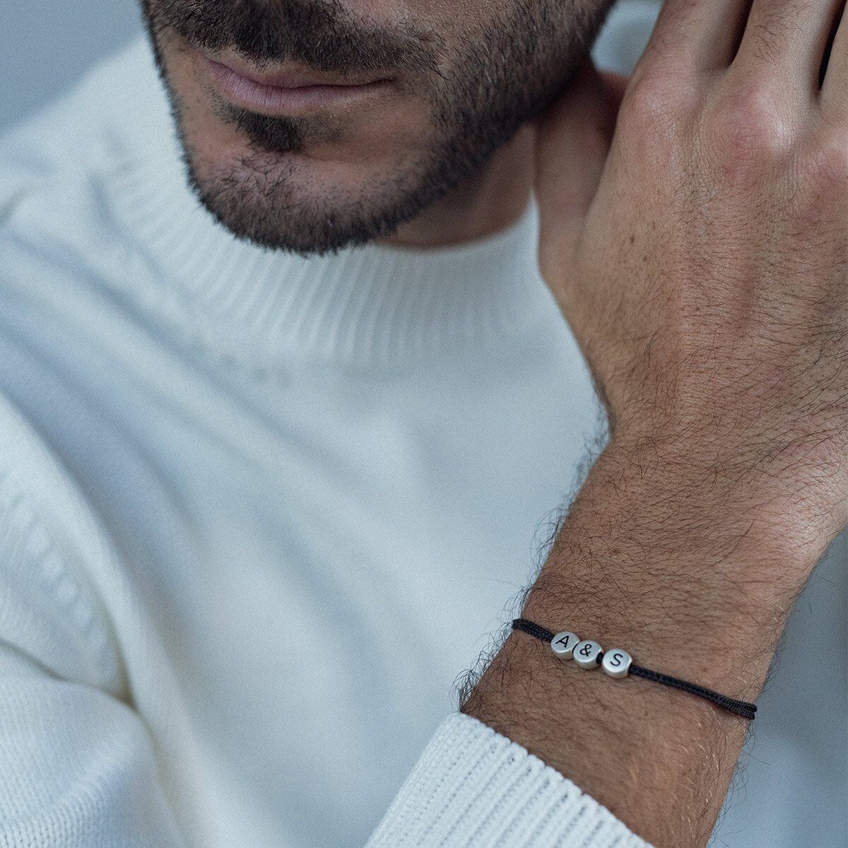 Braccialetto di perle personalizzato - Nero - Nero