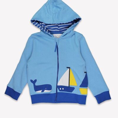 Felpa per bambini in cotone biologico con cappuccio St Ives barche con applicazione