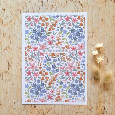 Biglietto di auguri · "Scoppiata di fiori" · Piccolo biglietto di grande felicità