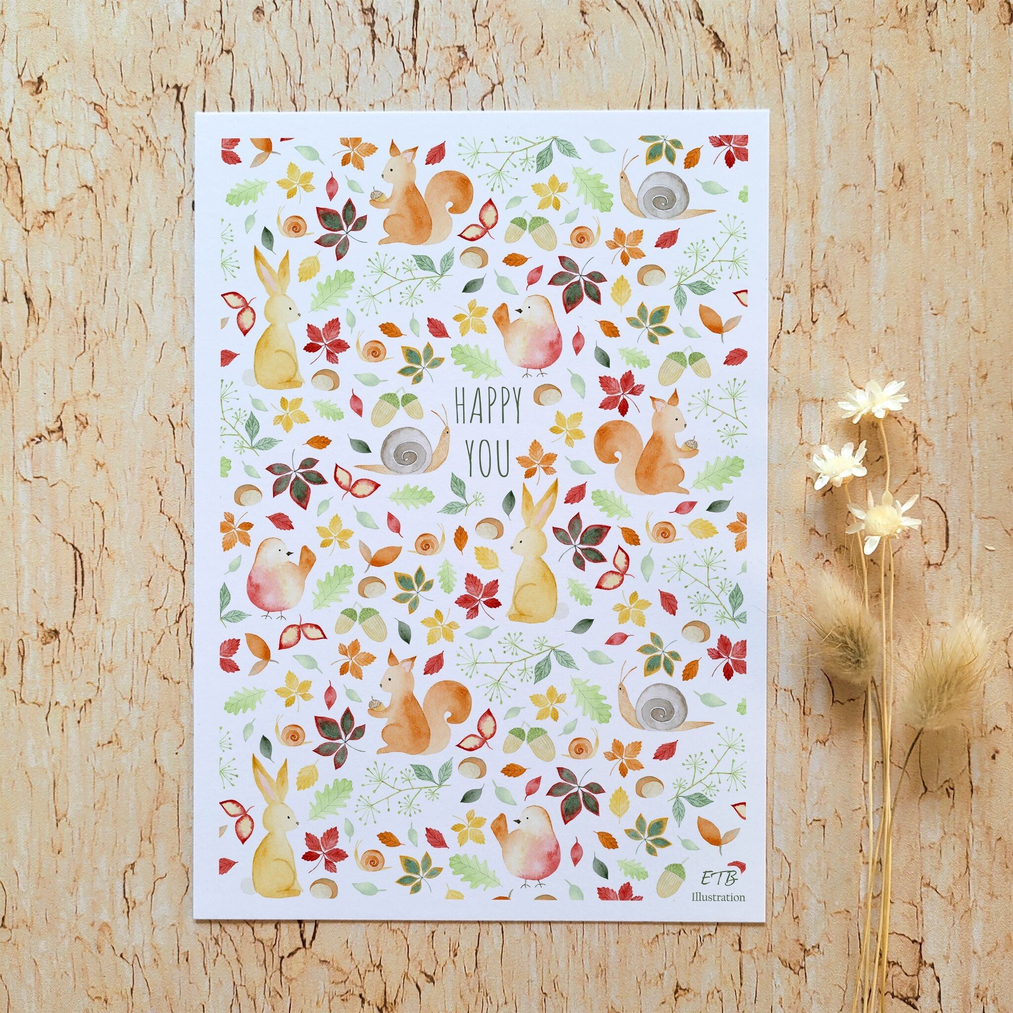 Biglietti di auguri · "In autunno" · Felice te