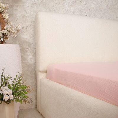Lenzuolo con angoli 140x190cm Cuffia: 30cm 100% cotone lavato Garza Rosa Loto