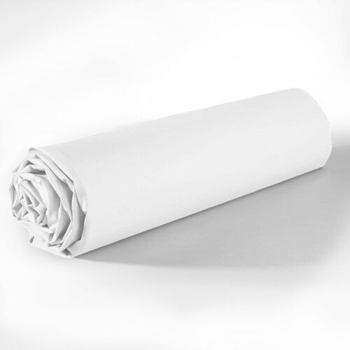 Drap Housse 180x200cm Bonnet 35cm 100% Coton 57fils Blanc