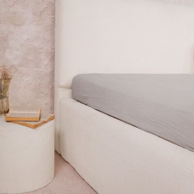 Lenzuolo con angoli 180x200cm Cuffia: 30cm 100% cotone lavato garza grigio ghiacciaio