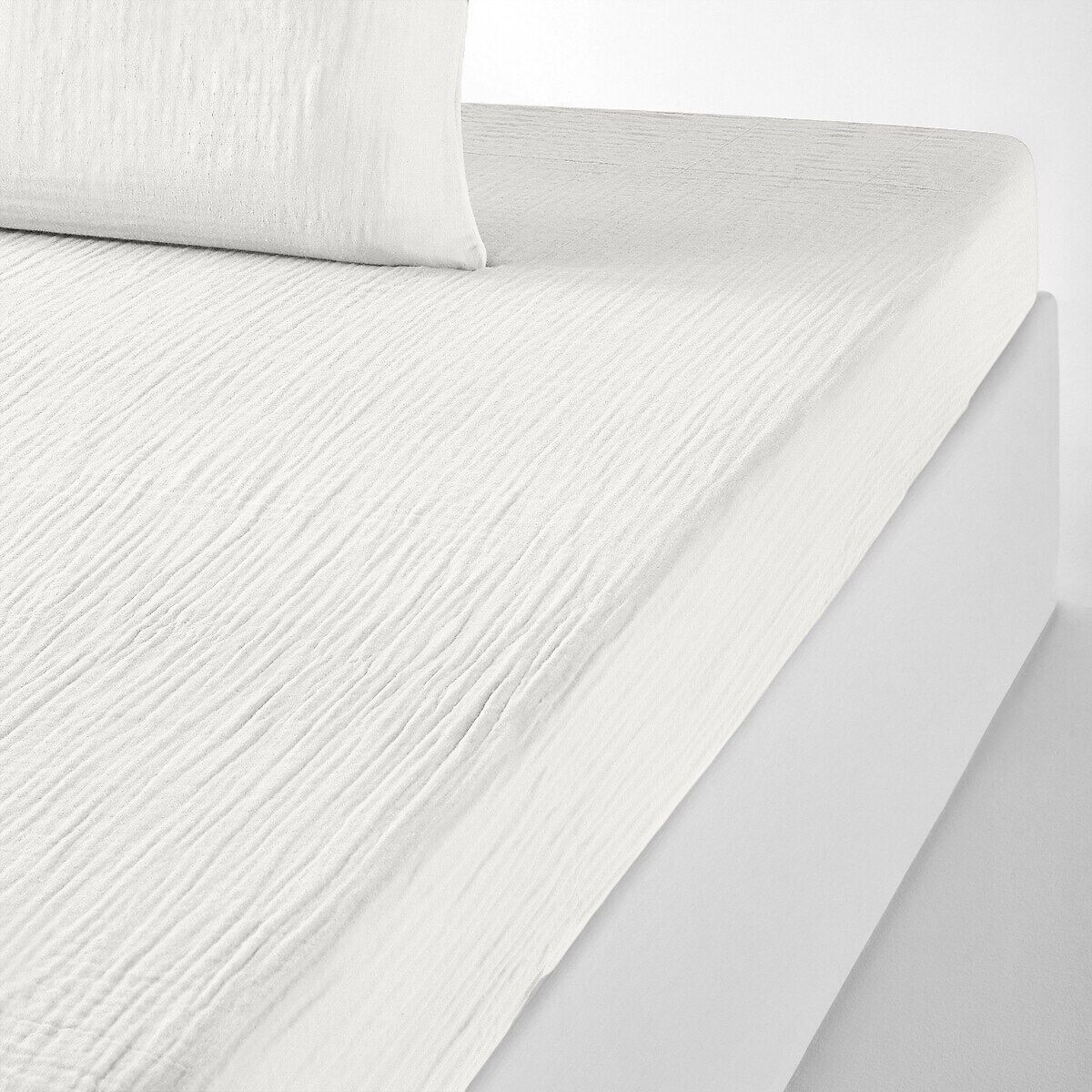 Spannbettlaken 180 x 200 cm, Motorhaube: 30 cm, 100 % reine weiße Baumwollgaze