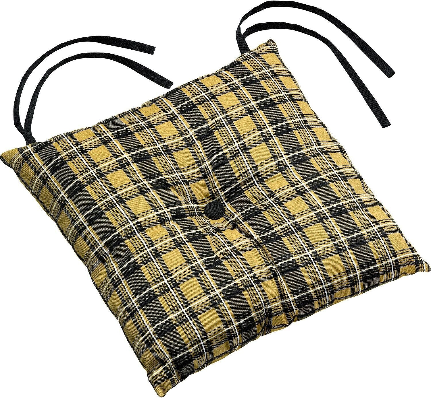 Cuscino per sedia 38x38cm 100% cotone Cottage 1 bottone oro