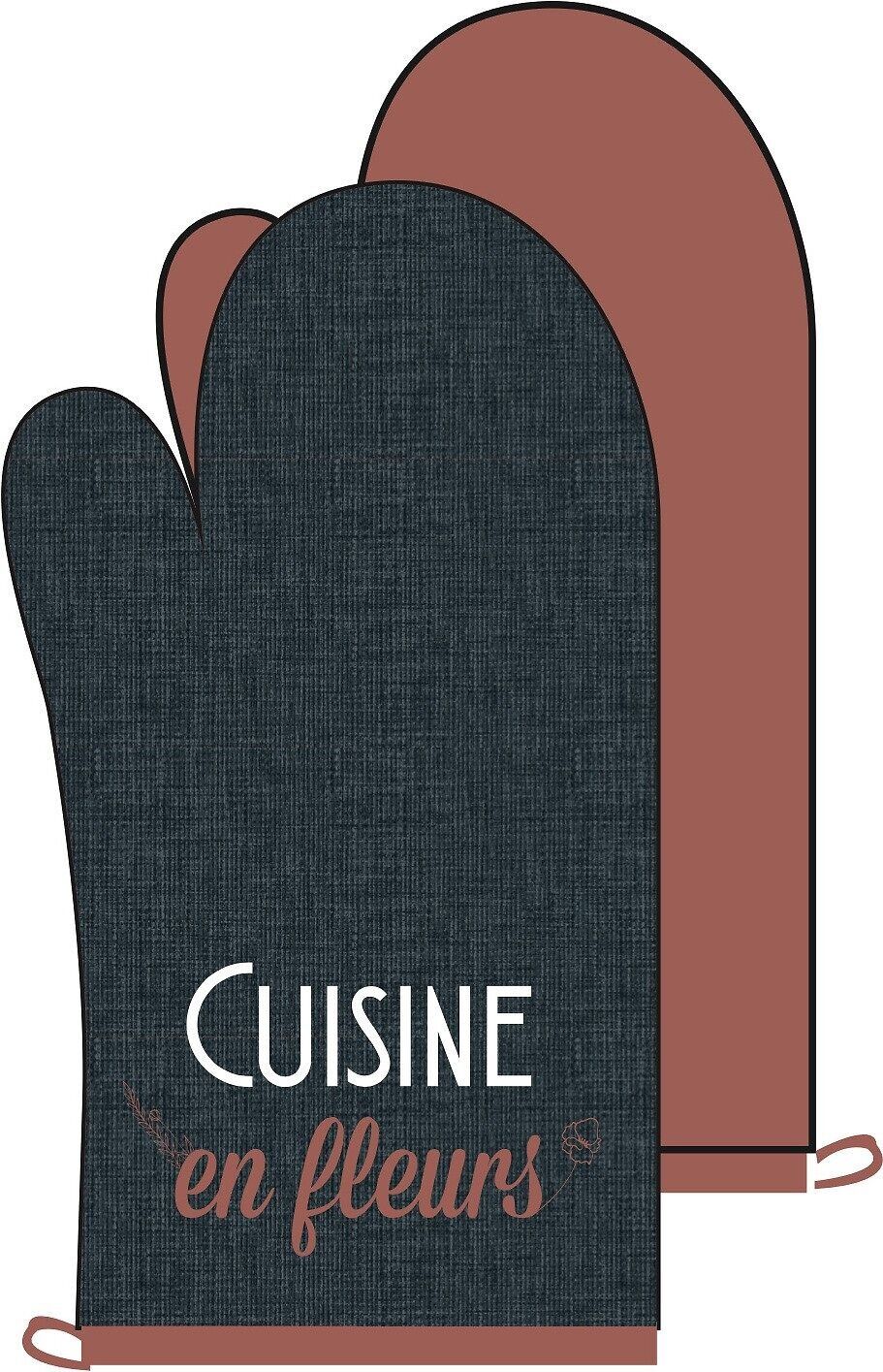 Guanto e presina 100% cotone - Cuisine Des Coqs - Stampato