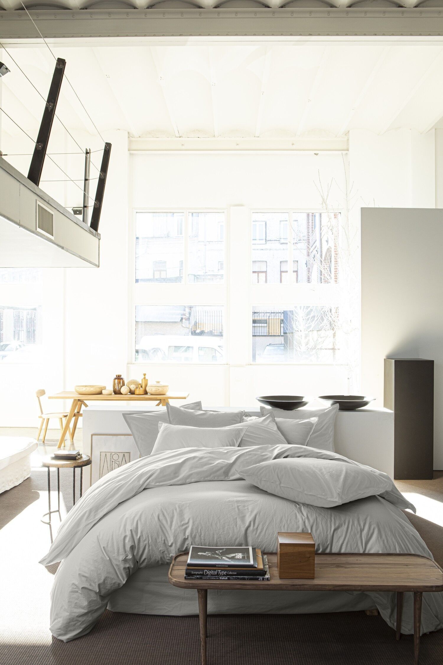 Funda Nórdica 260x240 100% Algodón Lavado Percal Gris Perla