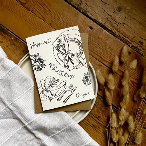 Dinner Birthday Card with Brown Kraft Envelope (5x7 inches) B79